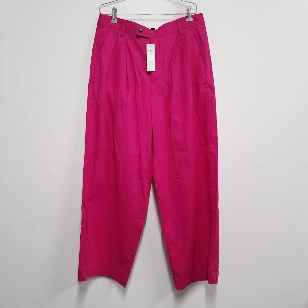 Banana Republic Linen Blend Wide Leg Pleated Trouser 10P 10 Petite Pink 851121